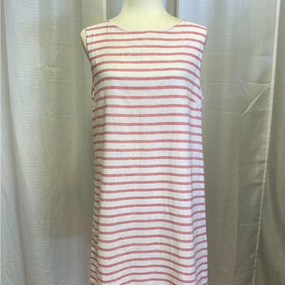 BEACH LUNCH LOUNGE Sz S Red White Striped Sheath Shift Dress Sleeveless